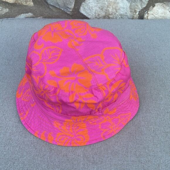 Kids pink & orange Hawaiian print bucket hat - Picture 3 of 6
